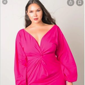 Knotted Long Sleeve Midi Dress